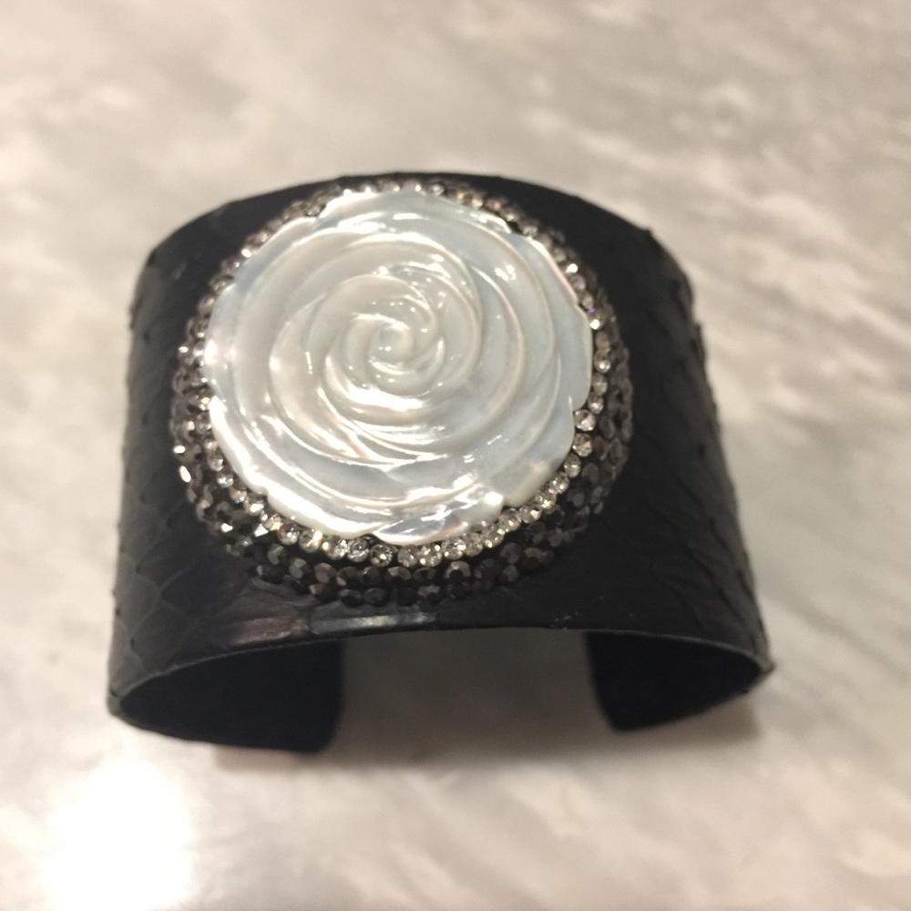 Rose Carved Cuff Bracelet